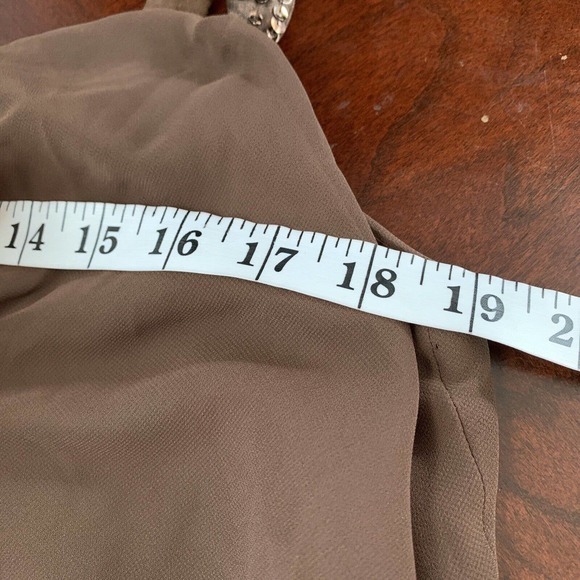 Evan Picone Plus Sz 16 Brown Formal Evening Sheer Sheath Shift Midi Dress Beaded - Picture 7 of 9